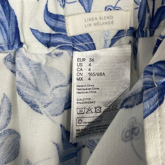 Tropical Print Paperbag High Waist Linen Blend Shorts 4 - Picture 11 of 12